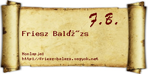 Friesz Balázs névjegykártya